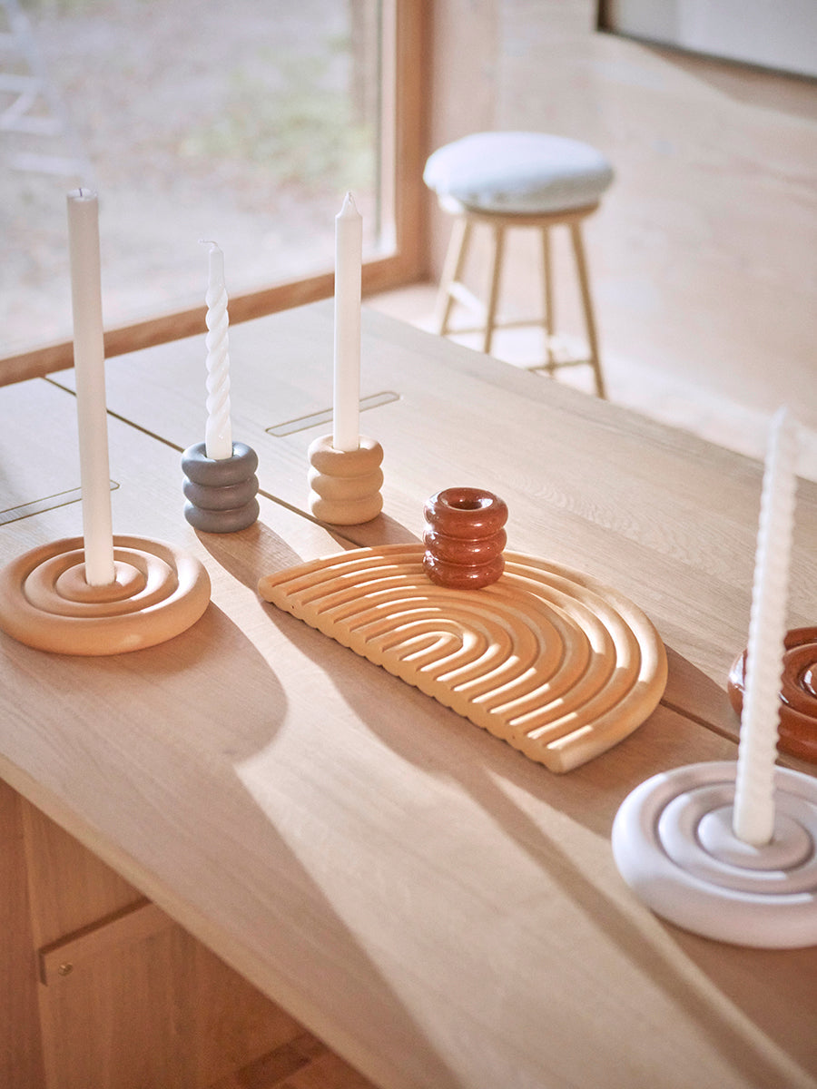 Savi Ceramic Candleholder Beige - High