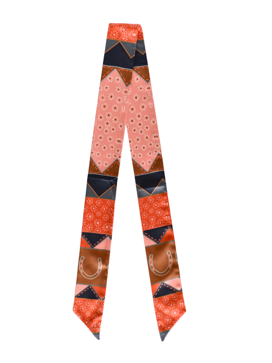 Frontier Bound Quilted Patchwork Silk Twilly Scarf