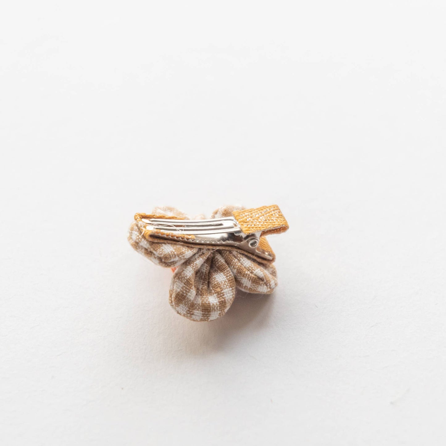 Gingham Flower Hair Clip | Beige