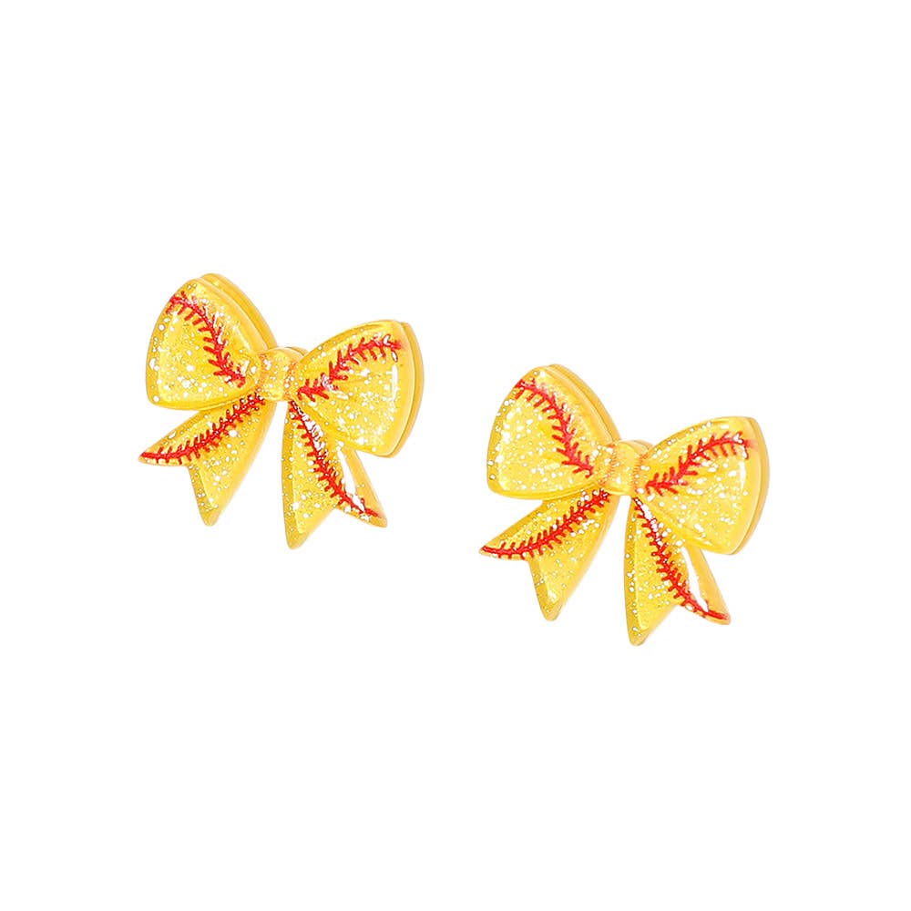 Resin Sports Baseball/Basketball/Football Bow Stud Earrings