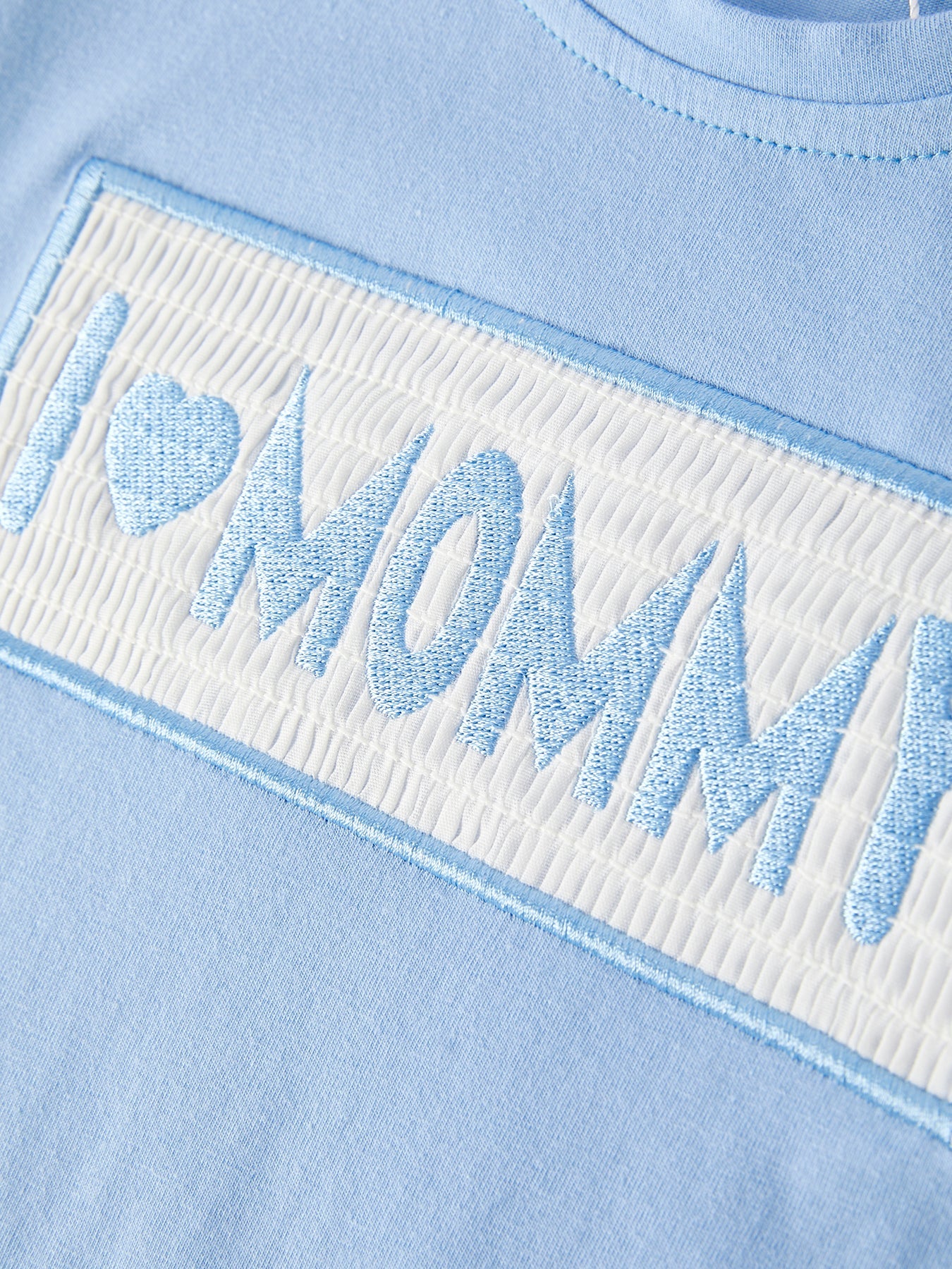 "I ❤ MOMMY" Embroidery Smocking Baby Boys Striped Shorts Set