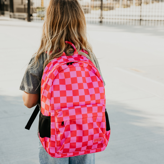 Speedy Pink Checker Backpacks