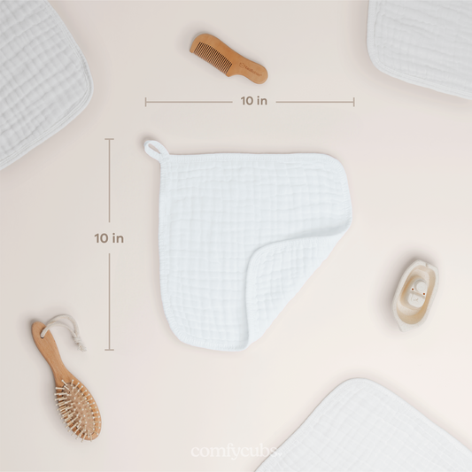 Muslin Washcloths in White