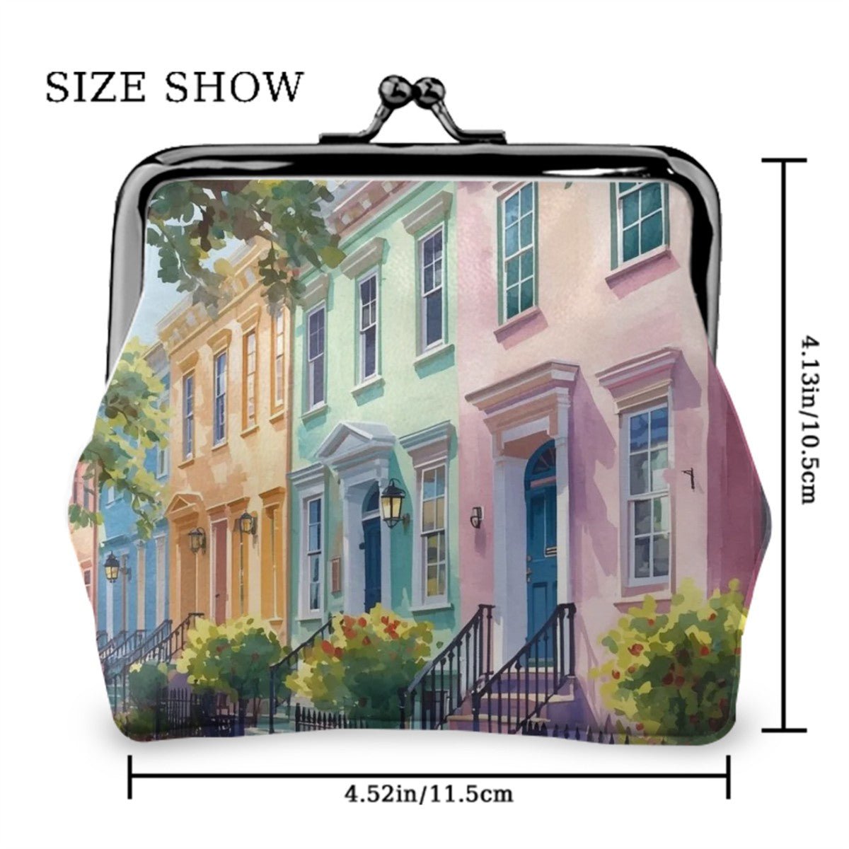 Charleston South Carolina Preppy Pastel Vintage Women's Leather Kiss Lock Coin Purse