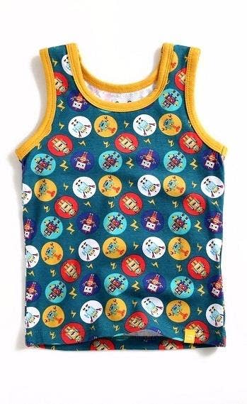 Tank Top - Pattern - Mega Robot Green