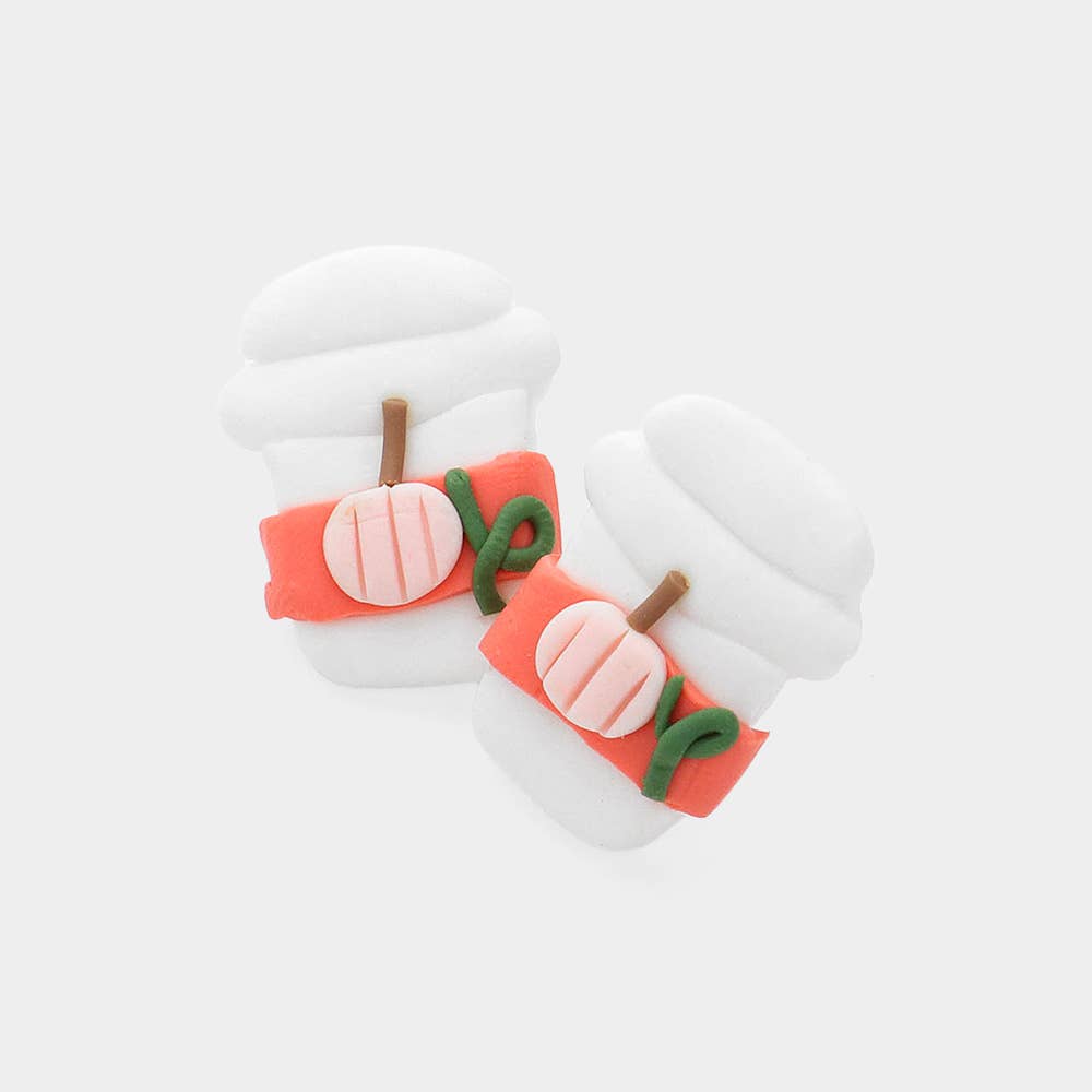 Polymer Clay Pumpkin Spice Latte Stud Earrings
