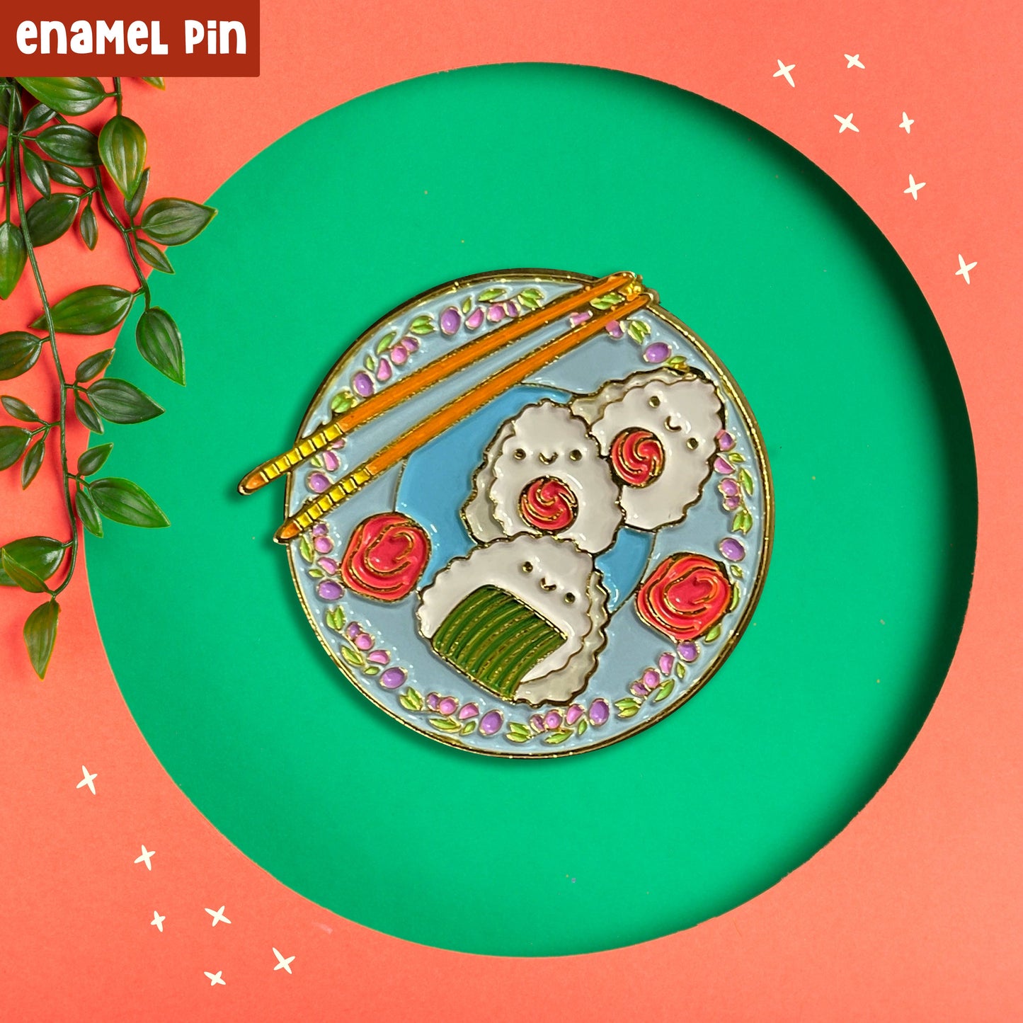 Kawaii onigiri sushi enamel pin