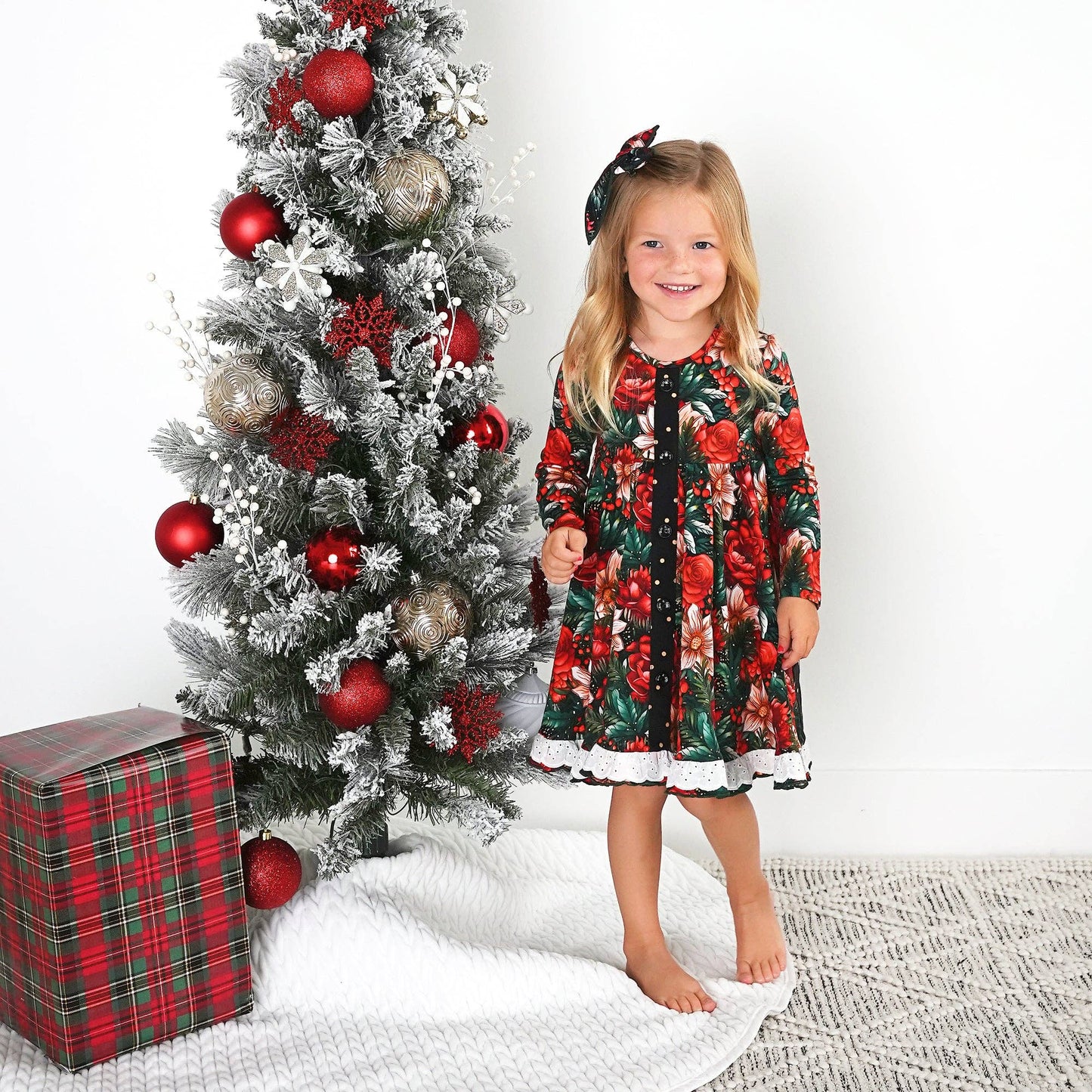 Floral Button Dress w/Lace