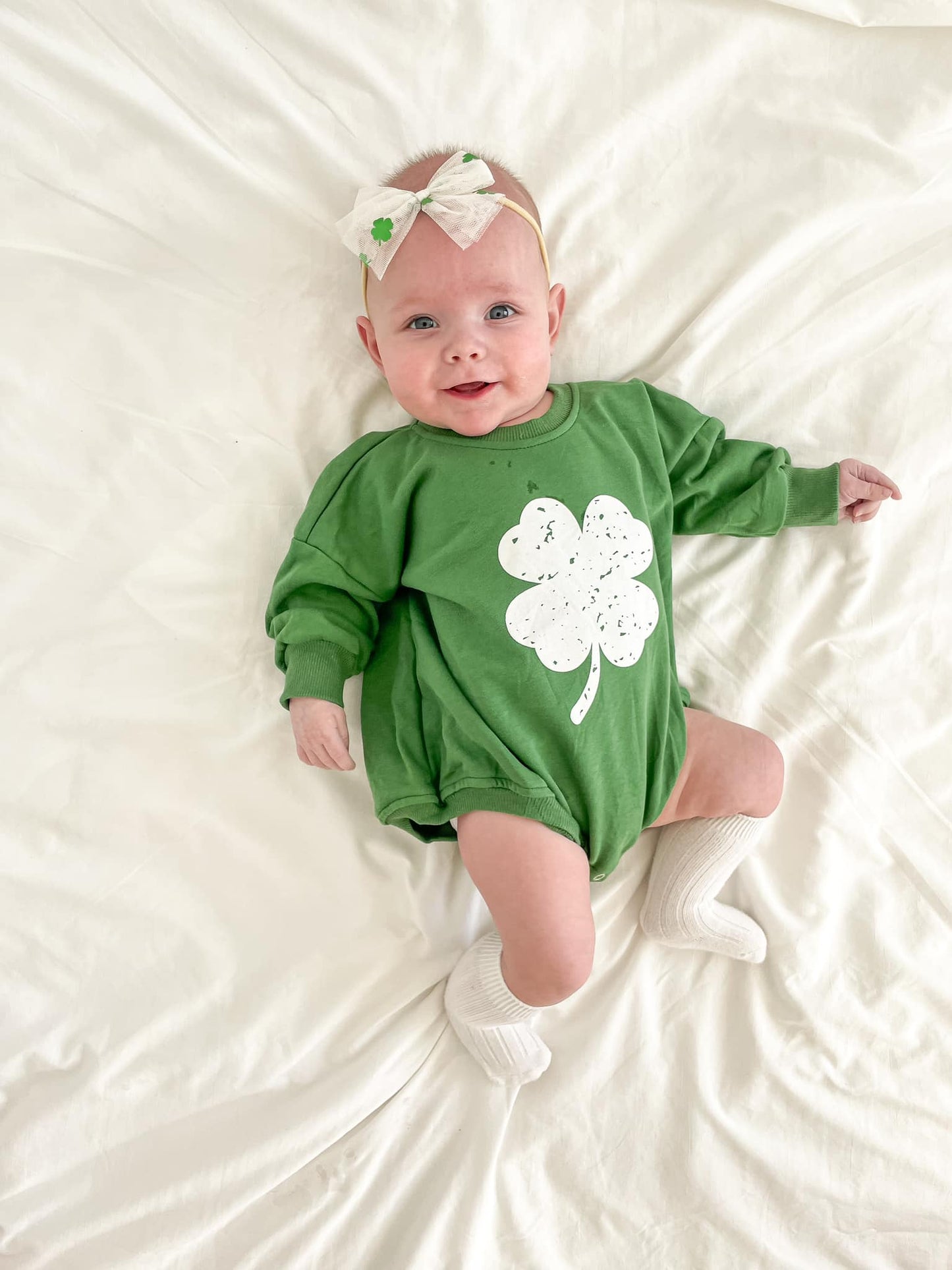 Distressed Shamrock Sweatshirt Romper - more colors