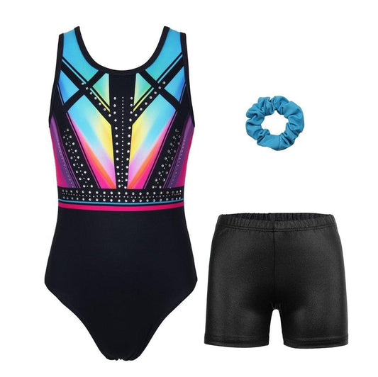 Classical Rainbow Diamond Gymnastics Leotard Outfit Set