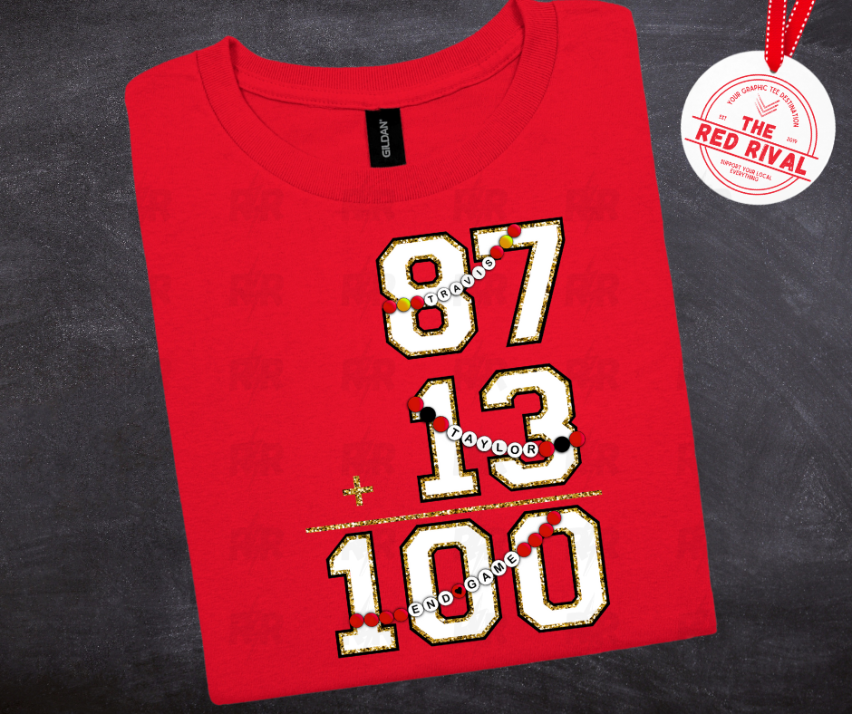 87+13=100 Red Tee