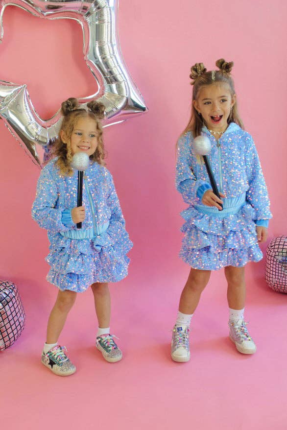 Blue Sequin Two Piece Set