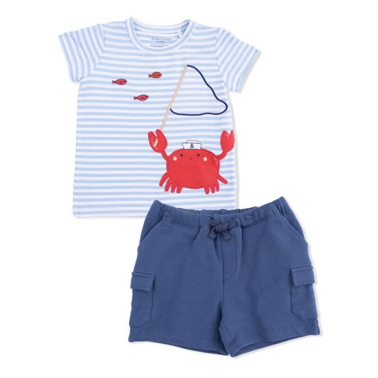 Sailor Sea Creatures Appliques - Crew Neck Tee with Cargo Short