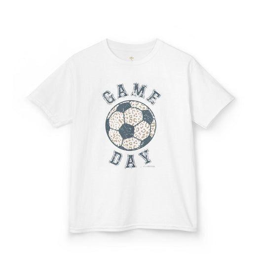 Kids Heavy Cotton Gildan Soccer Game Day Leopard Hive Tee