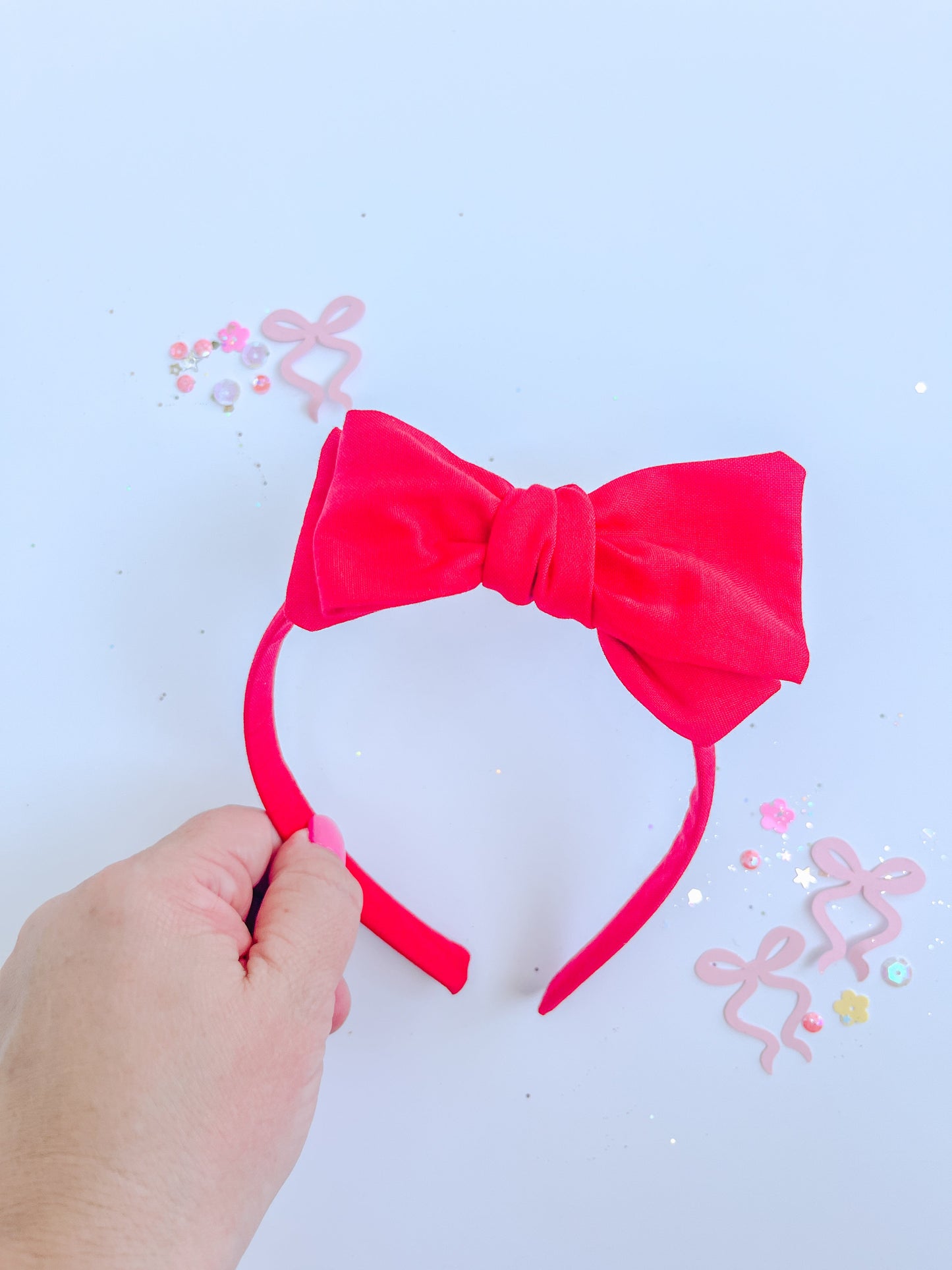 Red Solid Bow Headband
