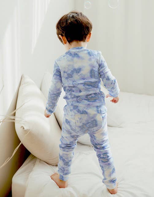 Tie Dyeing Winter Blue Long Sleeve PJs