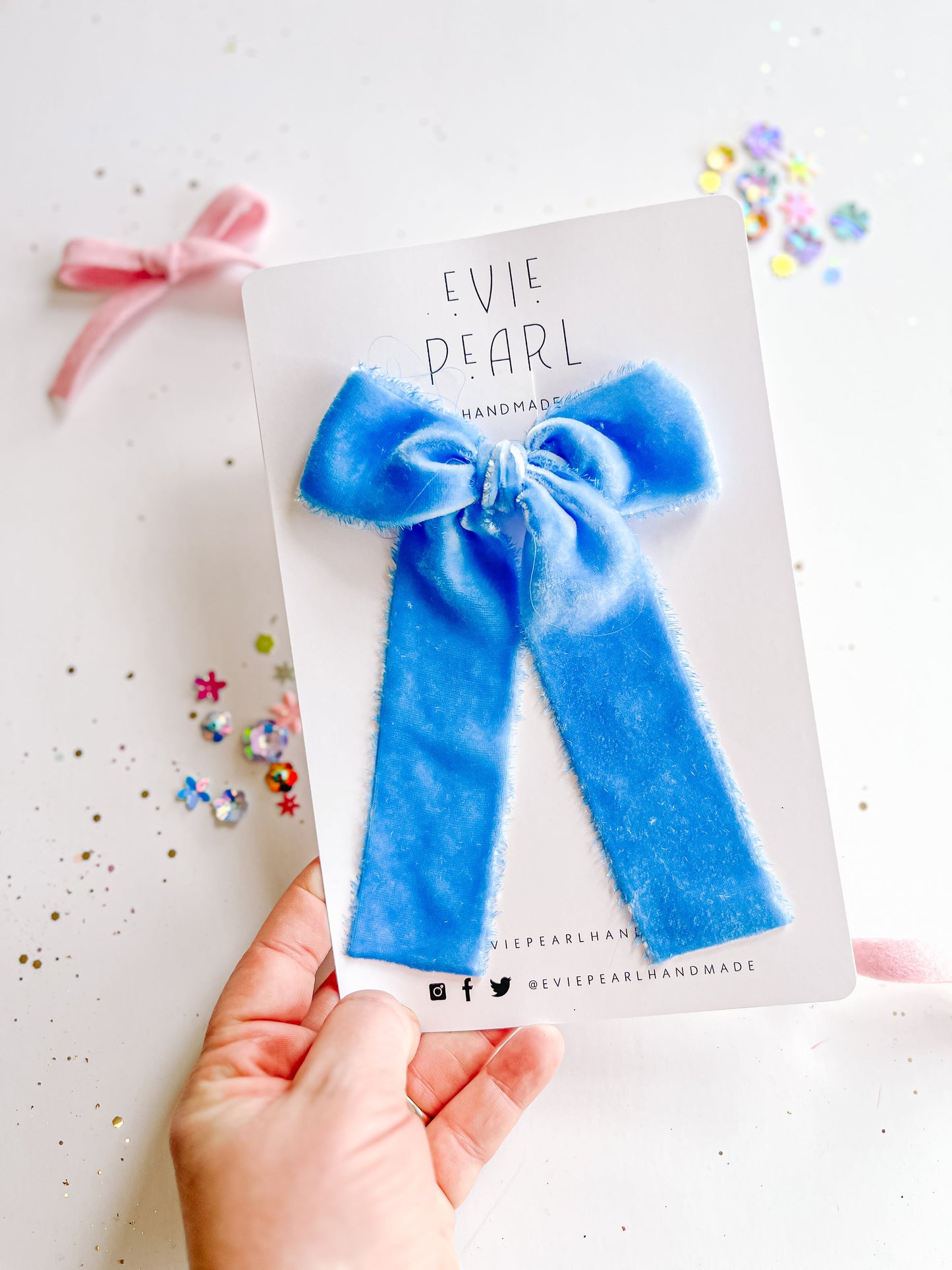 Blue Raw Silk Bow