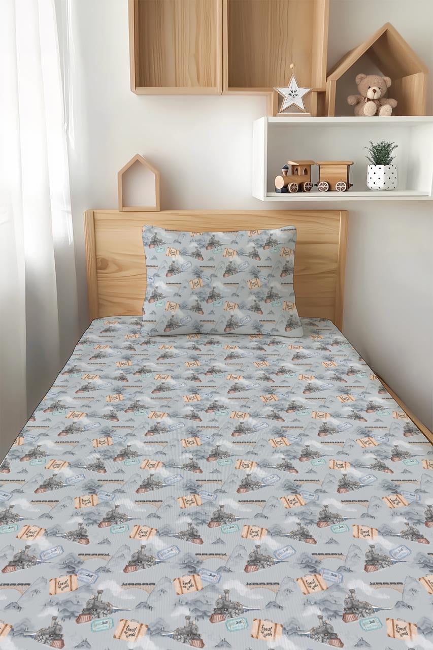 Steam Dreams (Train) Twin Fitted Sheet and Pillowcase Set BDLJ