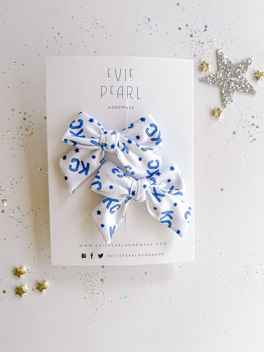 Navy KC Sporting Small Pinwheel Pigtail Bows