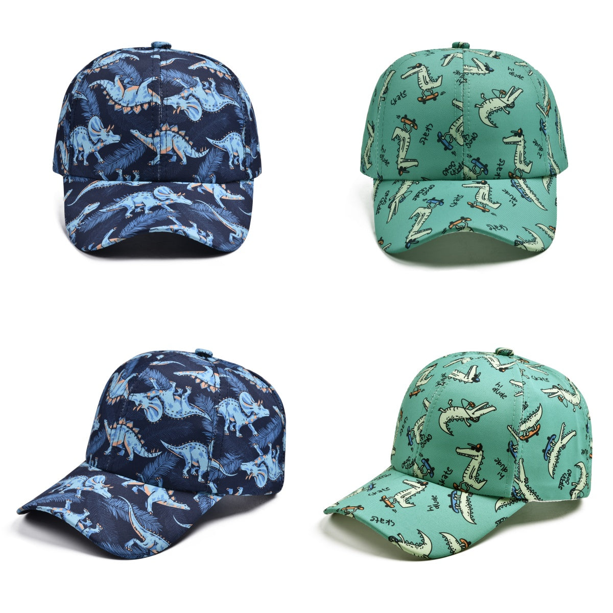 Kids Boy's Dino Print Baseball Cap Cotton Hat