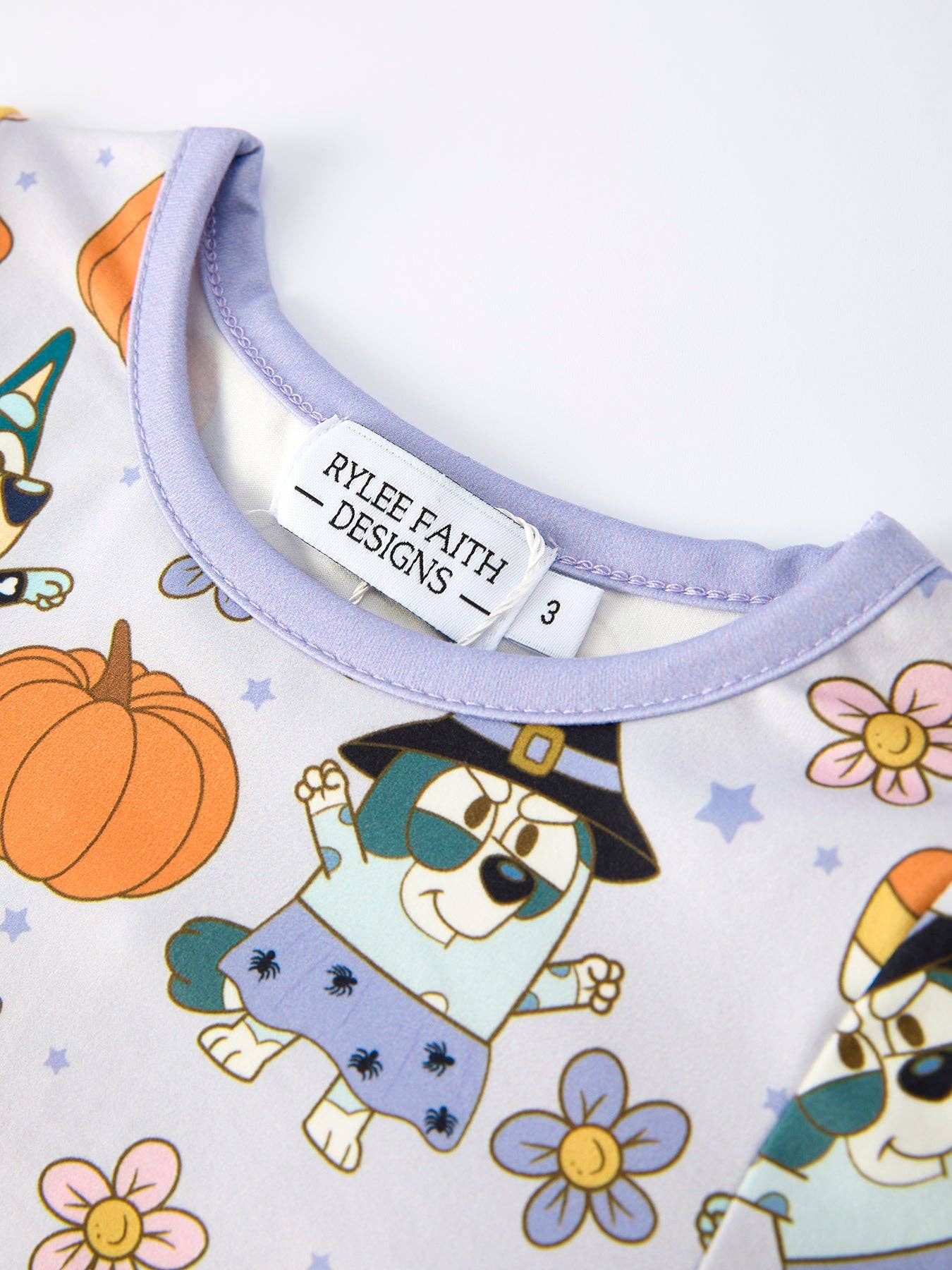 Purple Halloween Character Print Girls Pajama Set