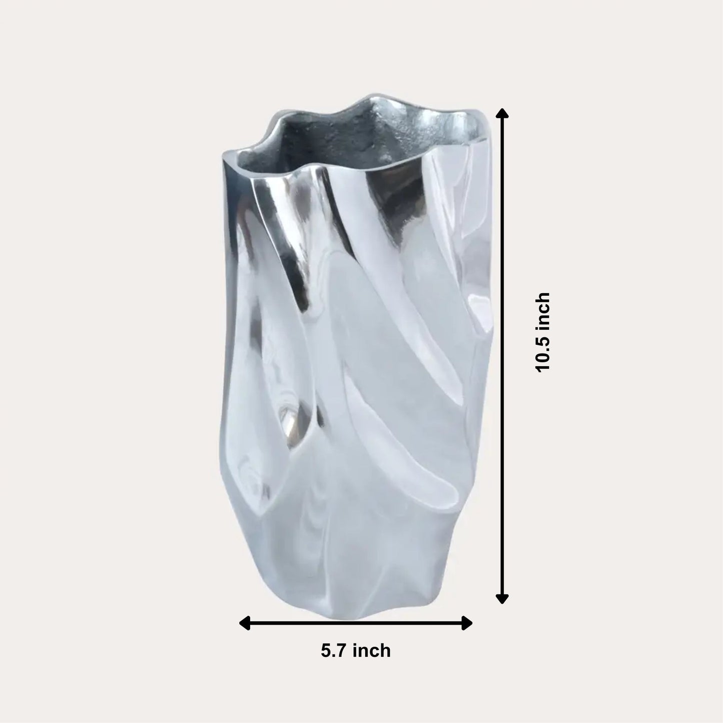 Abstract Silver Aluminum Vase | Fluid Sculptural Décor