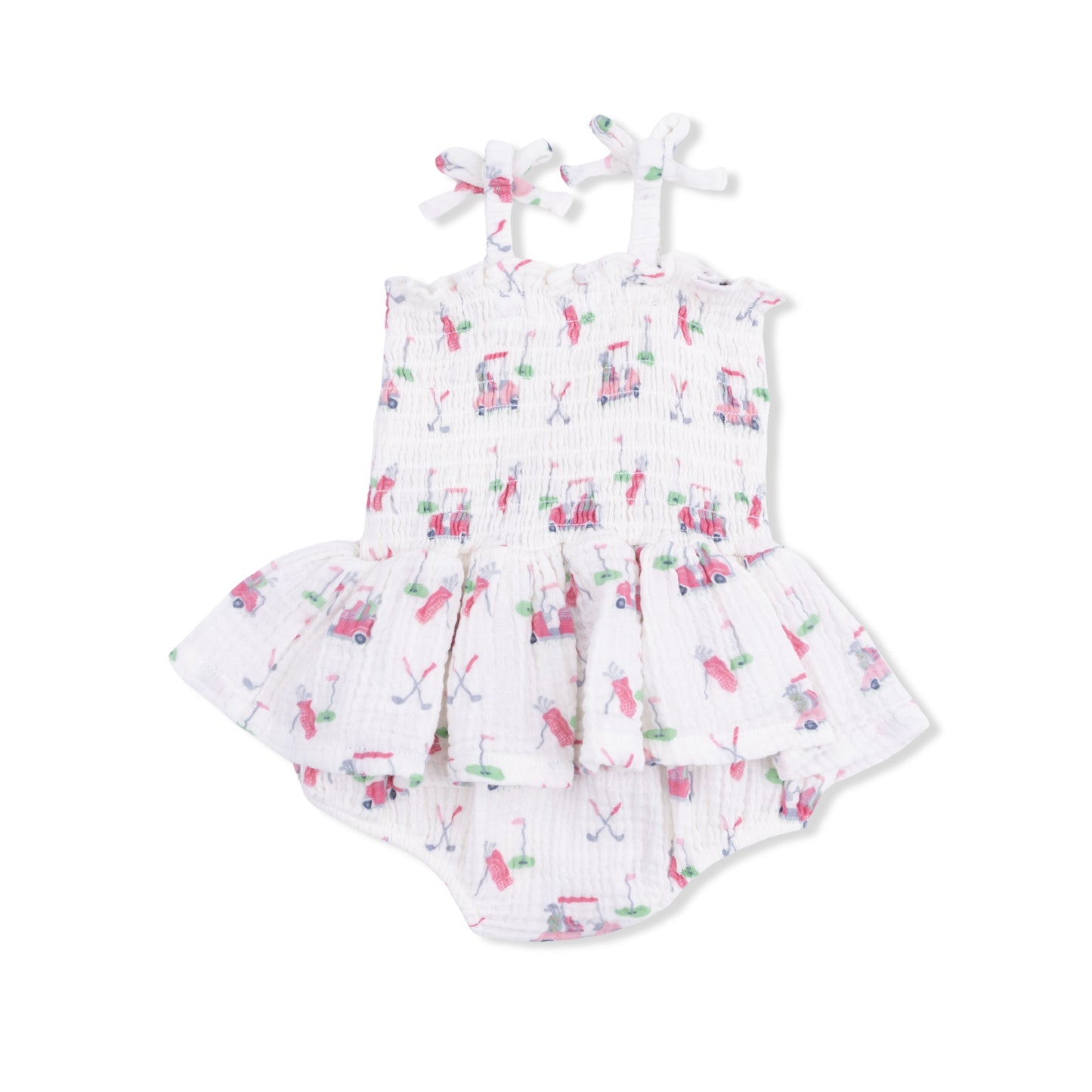 Baby Golf Carts Pink - Smocked Bubble with Skirt