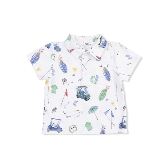 Golf Things - Polo with Casual Short with Solid Bucket Hat