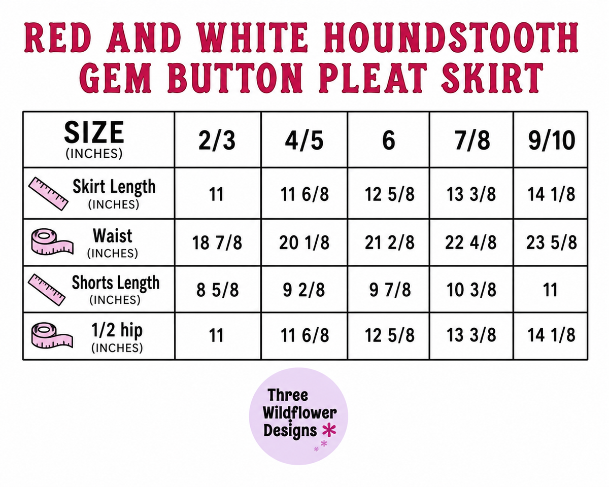 Red Houndstooth Gem Button Pleat Skirt - preorder