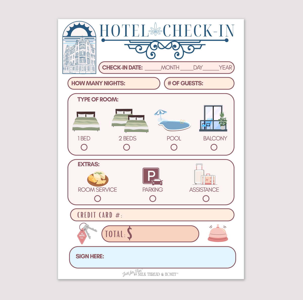 Pretend Play Hotel Check-In Notepad