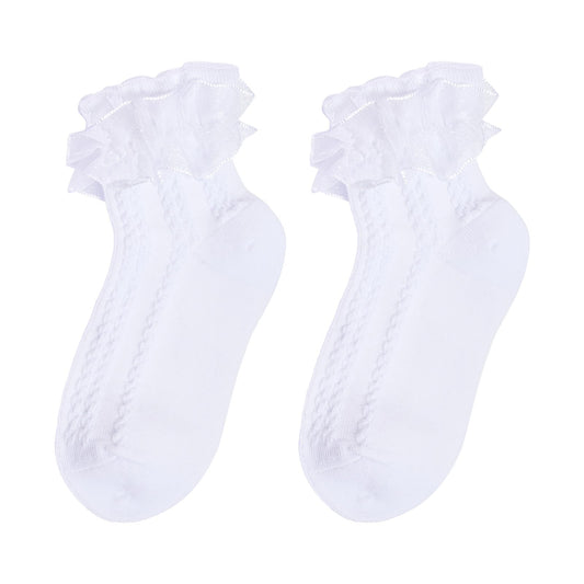 Girls Cotton Lace Dress Socks White 1 Pack Size 4-6 Years