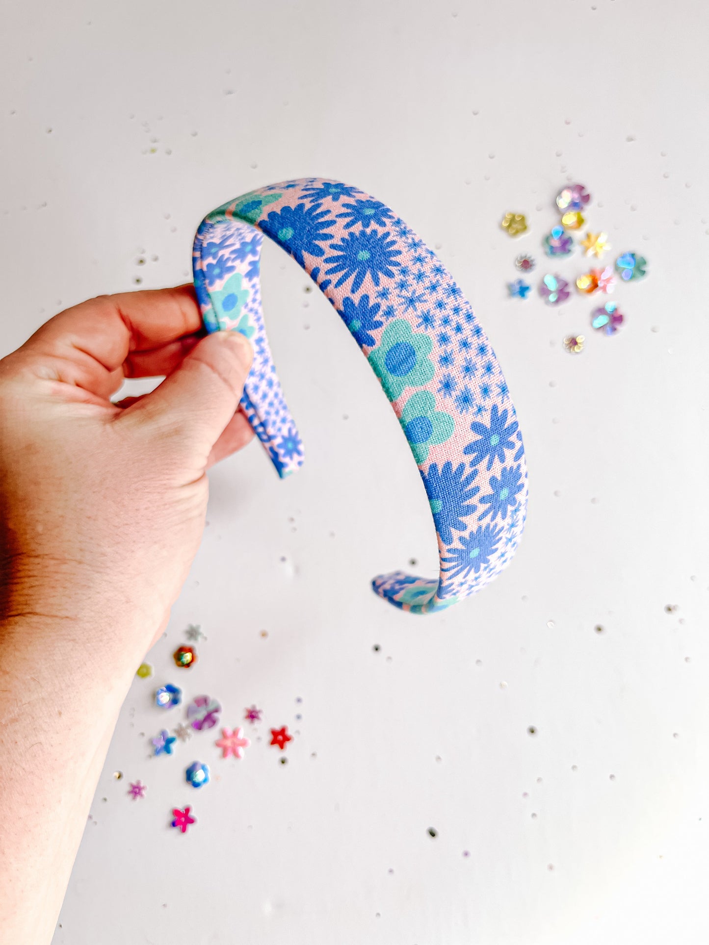 Blue Green Floral Classic Headband
