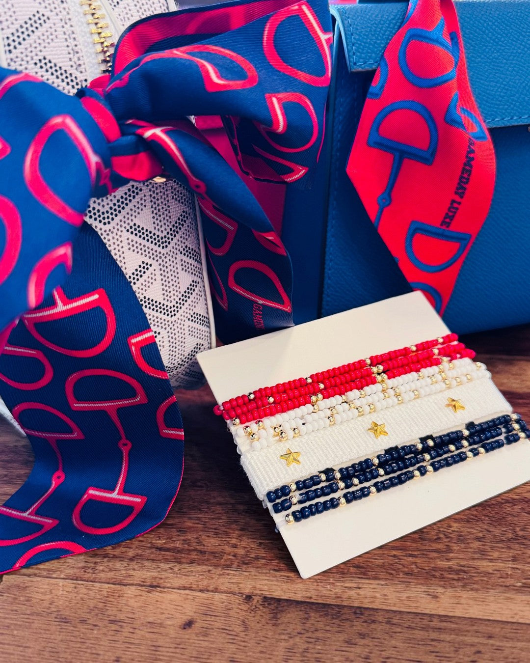 The Gameday Signature Scarf- Navy, Red And White