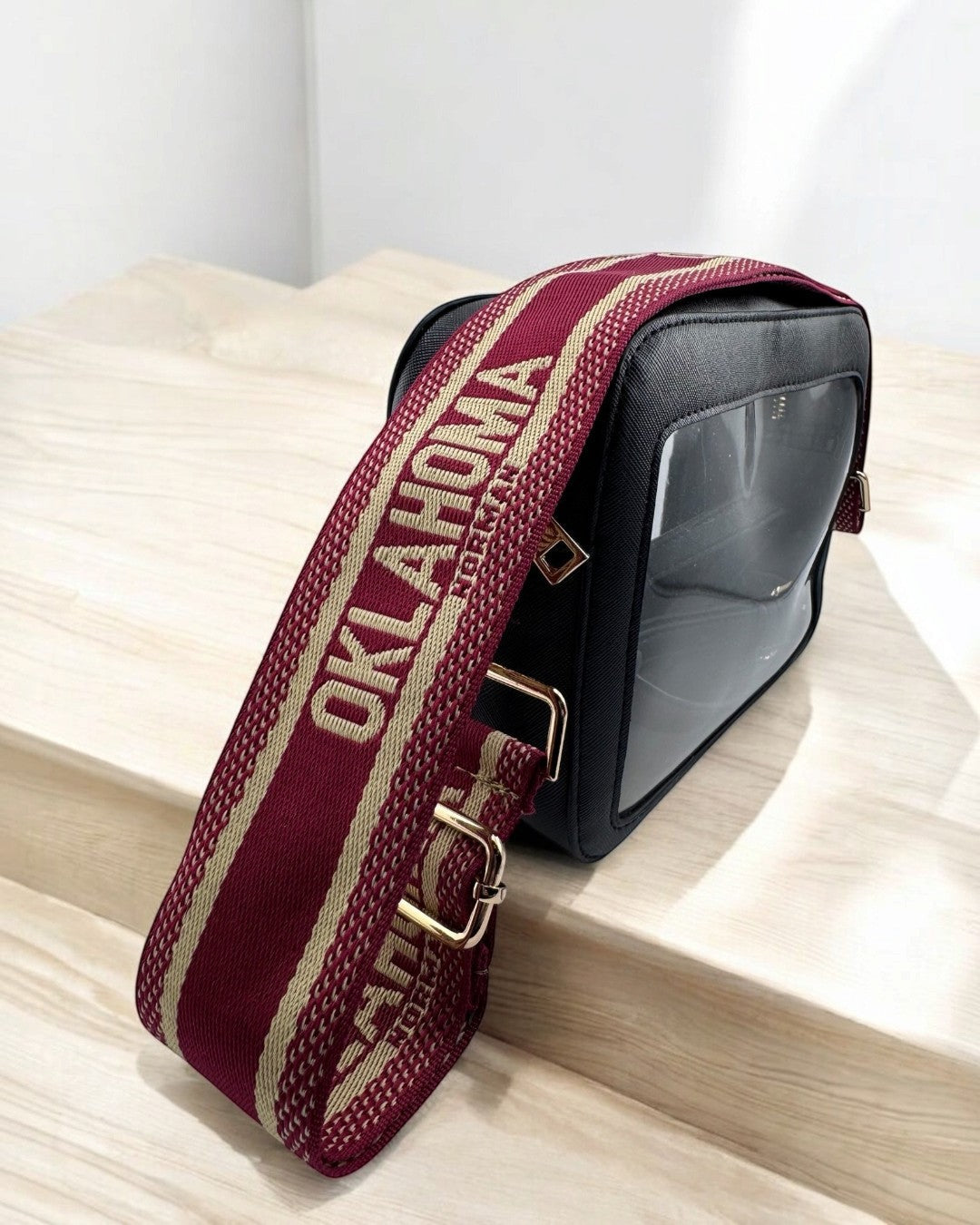 Michelle Clear Crossbody Stadium Handbag - Black