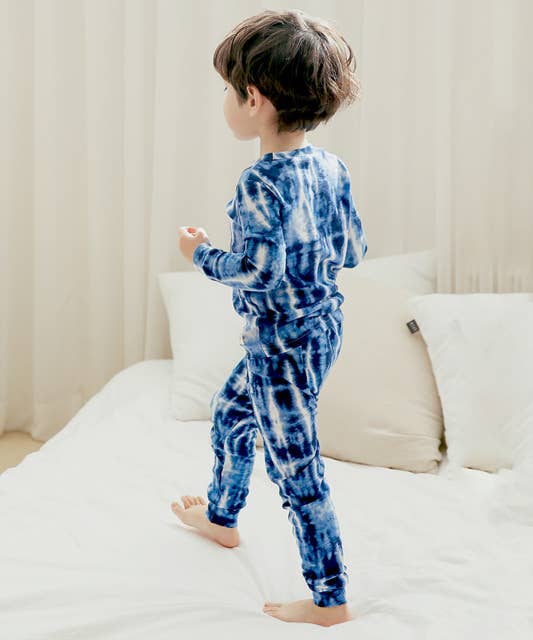 Tie Dyeing Thunder Navy Long Sleeve PJs