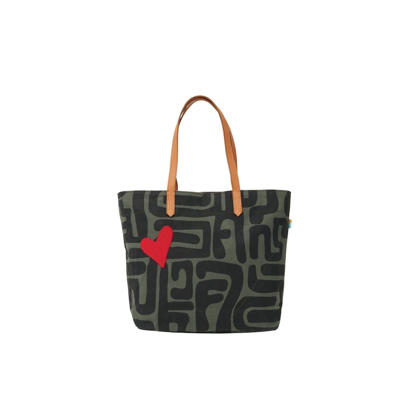 Go To Tote - Safari Kuba with Red Beaded Heart
