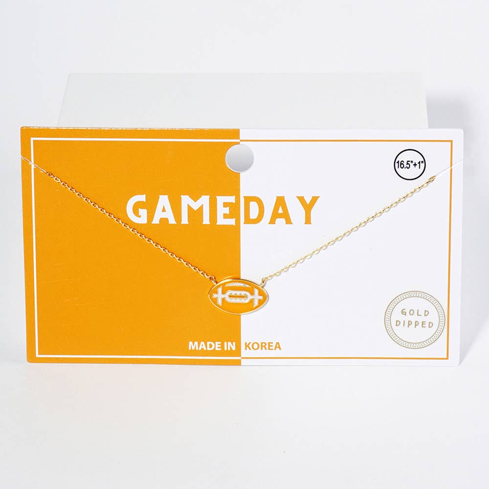 Gold Dipped Gameday Enamel Football Pendant Necklace