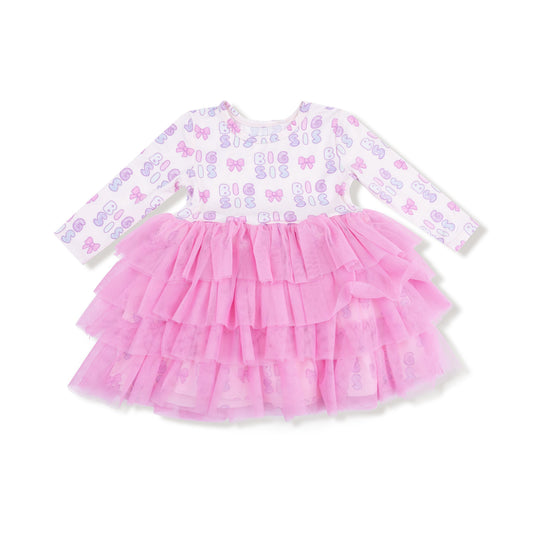 Long Sleeve Layered Tulle Dress