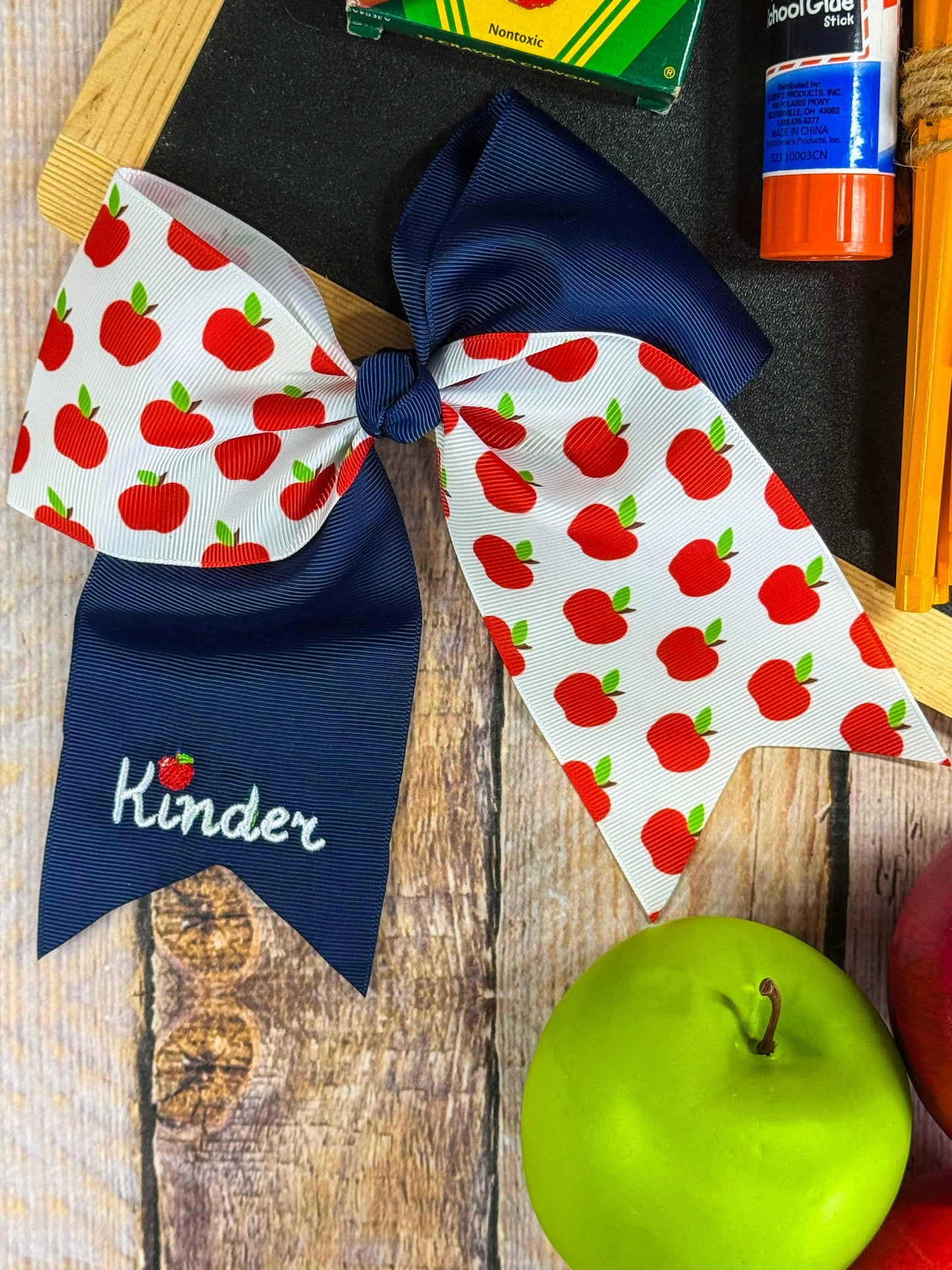 School Grade Embroidered Cheer Bow