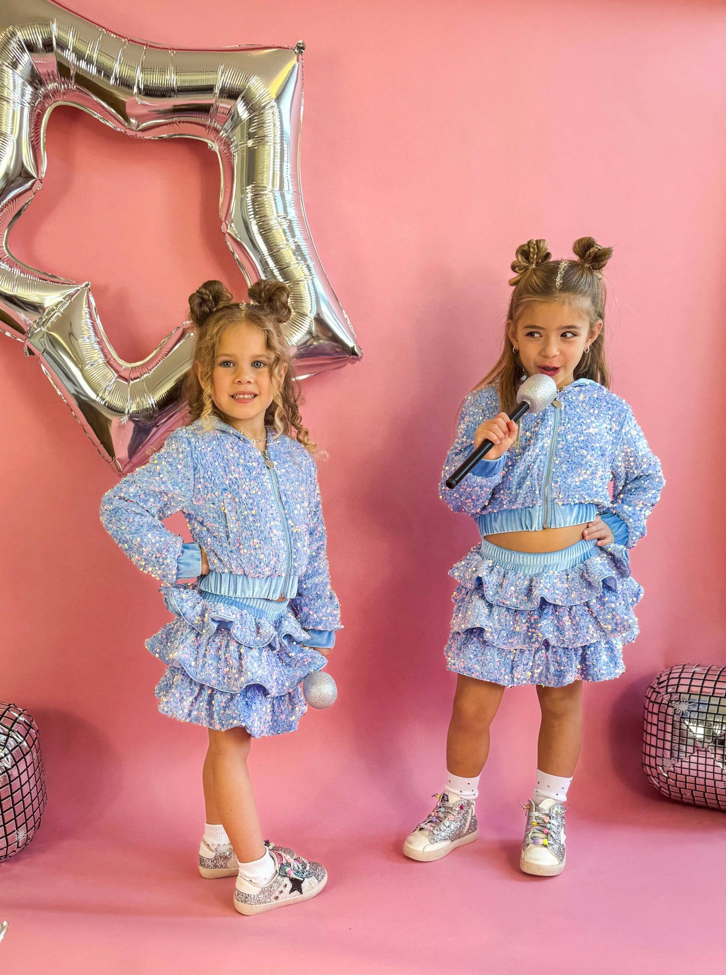 Blue Sequin Two Piece Set