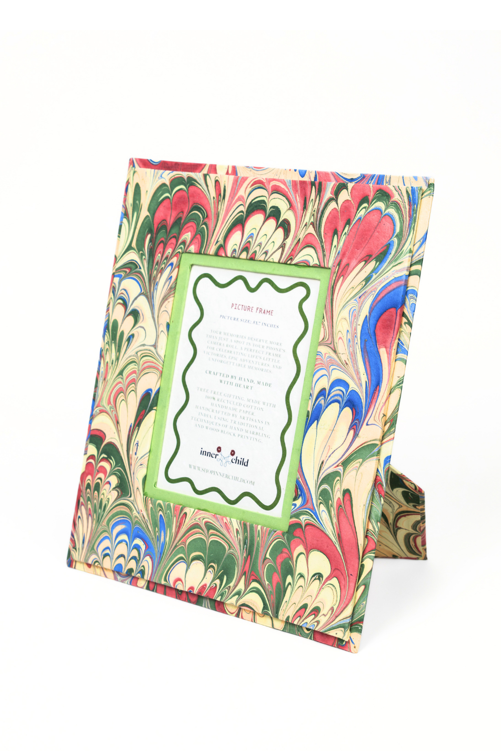 Hand-Marbled Large Wall Picture Frame in Multicolor, 5x7
