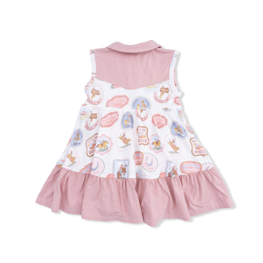 Rodeo Patches Pink - Cowboy Bodysuit Dress