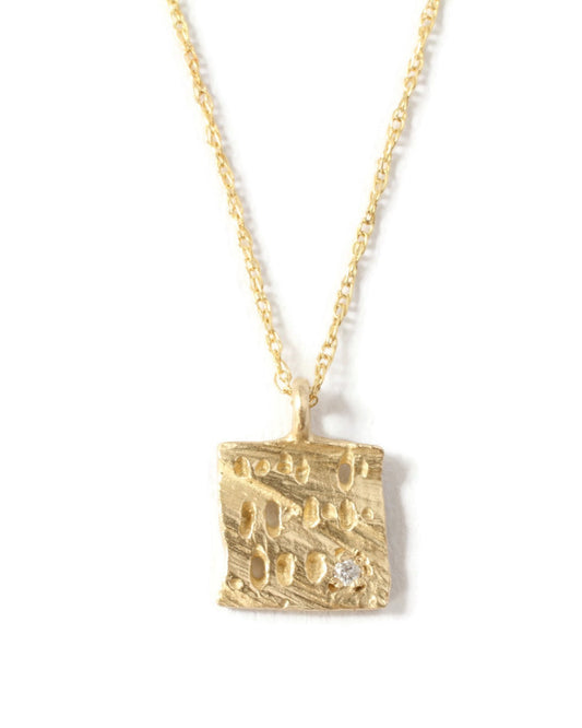 14K gold sanctuary suqare diamond necklace
