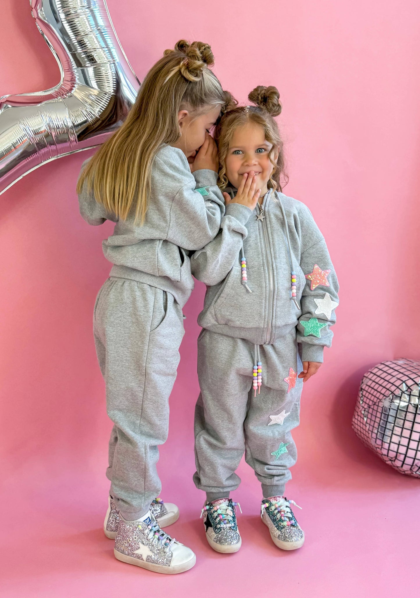 Star Girl Sweatsuit Set W/ Sequin Star Patches