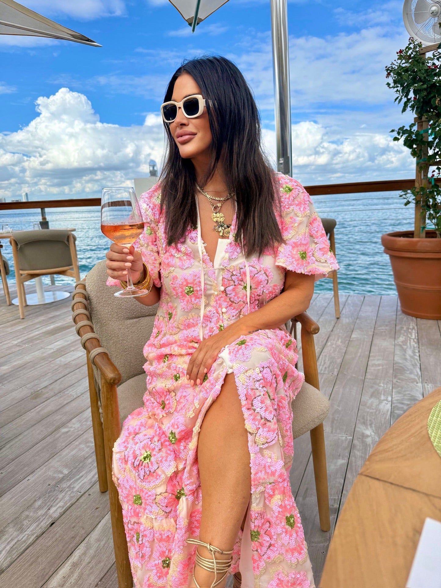 Talulah Caftan Maxi Dress - Pink Blossom