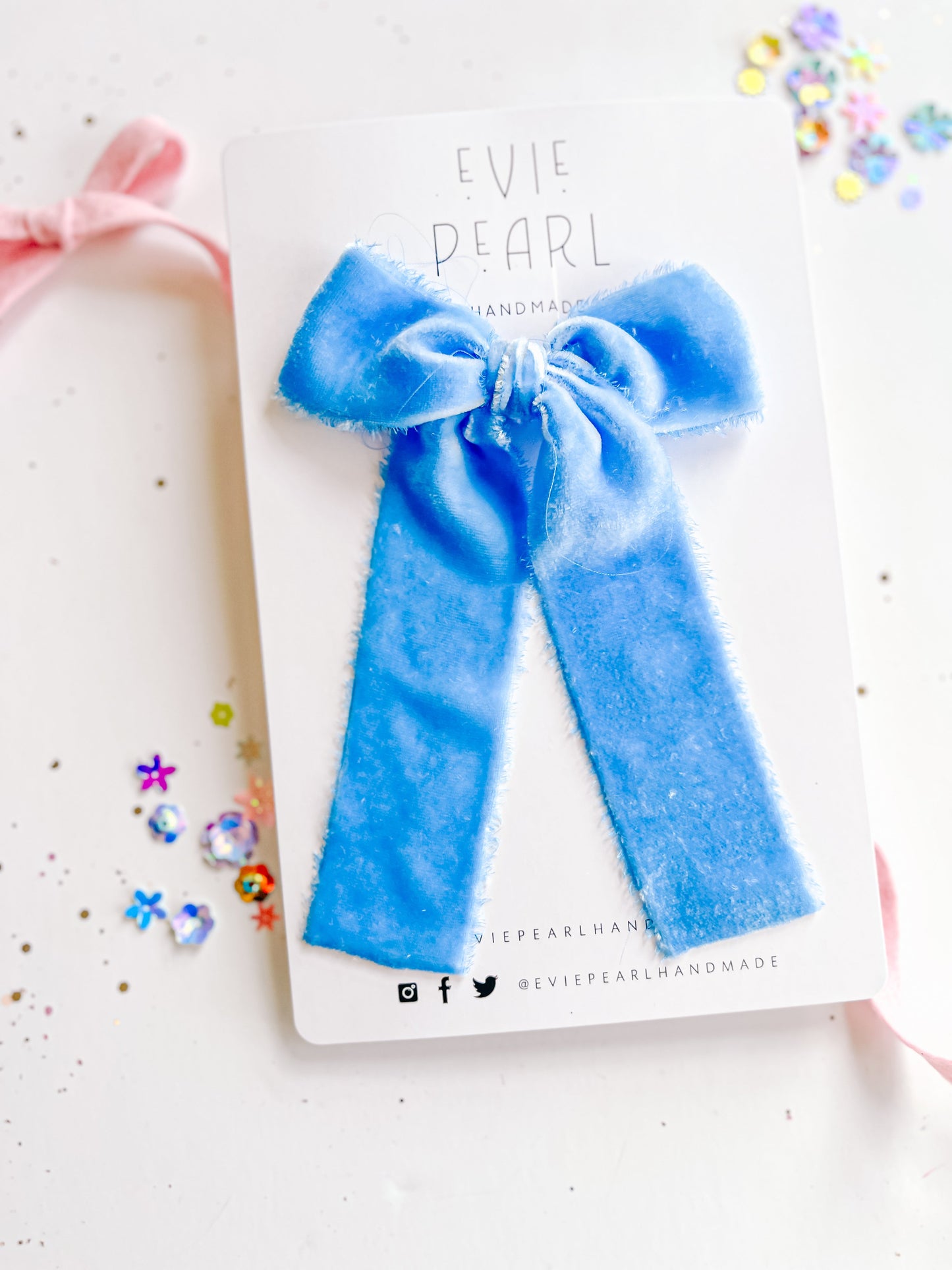 Blue Raw Silk Bow