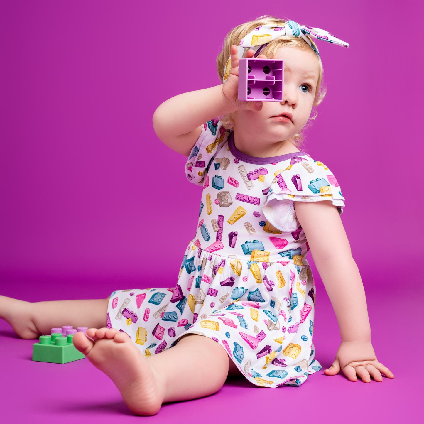 Block Party Purple Bodysuit Twirl Dress