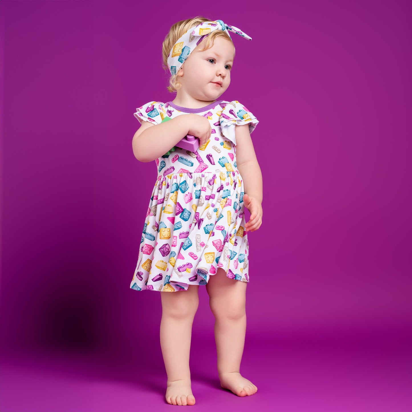 Block Party Purple Bodysuit Twirl Dress