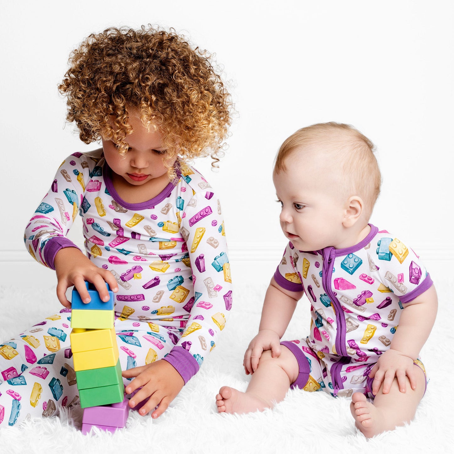 Block Party (Purple) Long Sleeve Pajama Set
