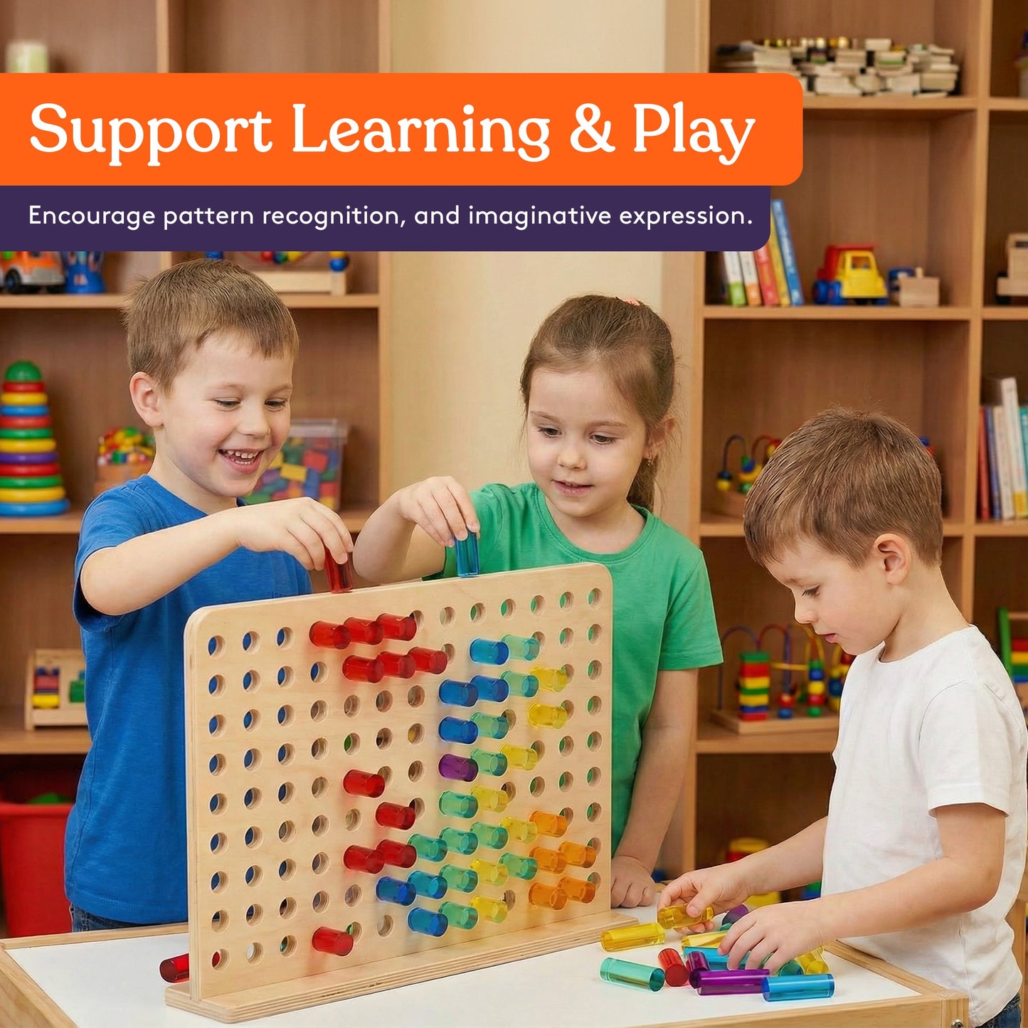 Special Supplies Set of LED Light Peg Board Replacement Pieces for Kids LED Peg Wall, Colorful Illuminated Pegs for Creative Play and STEM Learning- 1” x 4”